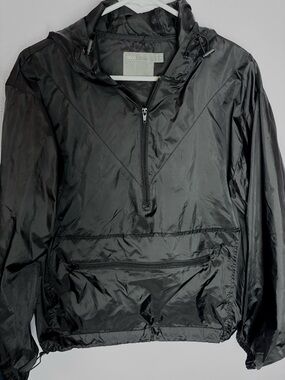 ASOS Black Hooded Lightweight Windbreaker Pullover Zippered Pouch